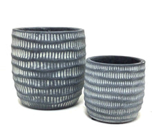 Load image into Gallery viewer, Boho Inspired Black White Striped Planter Pot Small 3.75"