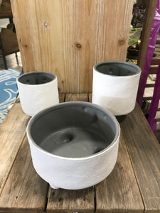 Unique Modern White And Gray Face Head and Footed Succulent Planter Pots