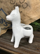 Load image into Gallery viewer, Small Glazed Ceramic Donkey Double Planter Pot