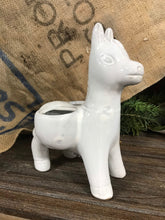 Load image into Gallery viewer, Small Glazed Ceramic Donkey Double Planter Pot