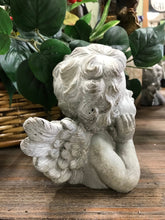 Load image into Gallery viewer, Classic cherub statue 6" tall garden art cement concrete statue cherub lover's gift