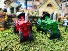 Mini Fairy Red Garden Tractor Farm for your Fairy Garden DIY Farm Country Dollhouse Accessory