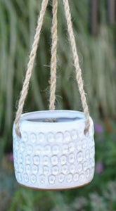 Boho Design Mini Hanging Ceramic Planter Pots for succulents 3" white