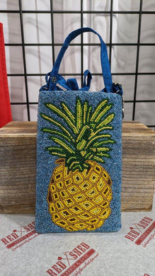 Pineapple Hand Beaded Fashion Cell Phone Bag Purse Crossbody Wristlet
