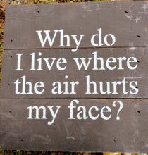 Load image into Gallery viewer, Why Do I Live Where the Air Hurts my Face |  6&quot; Humorous Signs