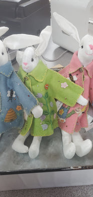 Small Bunny Bunnies Rabbits with Felted Jackets Unique Seasonal Decor