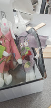 Load image into Gallery viewer, Fabric Small Bunny Rabbits with Felted Jackets Unique Seasonal Decor