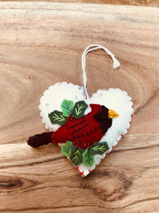 Mini Felt Seasonal Christmas Ornaments Heart and Star shapes