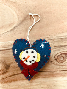 Mini Felt Seasonal Christmas Ornaments Heart and Star shapes