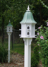 Load image into Gallery viewer, Resin Easy Care Martin Birdhouse White with Patina Green Roof BH01 Bird Lover&#39;s Gift