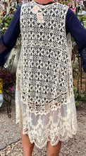 Load image into Gallery viewer, Crochet and Lace Vest  Origami Brand  Sleeveless Cardigan Long Duster