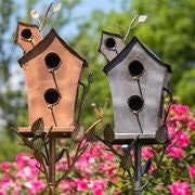 Load image into Gallery viewer, A-frame Metal Birdhouse Condo Garden Stake