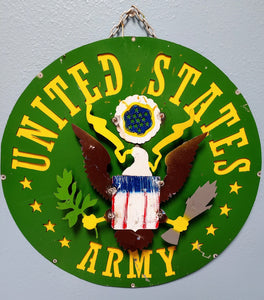 Green Army Round Metal Sign | United States Army |  23" | Military | Father's Day Gift
