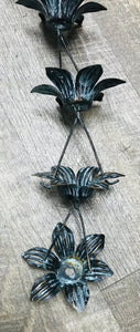 Metal Rain Chain Lily Flowers | Bronze with Patina Finish 48" Long Rainchain | Gardener's or Housewarming Gift