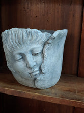 Load image into Gallery viewer, Medium Leaf Wrap head weathered cement planter 6 inches