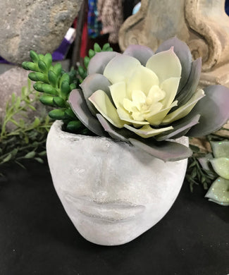 Modern Design Unique Mini 3” concrete half face head succulent planter pot