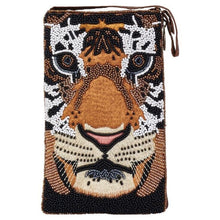 Load image into Gallery viewer, Tiger Face Hand Beaded Fashion Cell Phone Bag Purse Crossbody