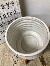 Load image into Gallery viewer, Classic Boho Design White Ceramic Planter Pot with wood stand