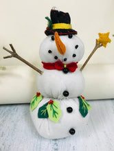 Load image into Gallery viewer, Adorable Hanging Fabric Snowman Ornaments
