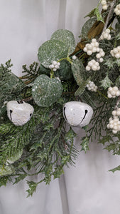 Pine and White Bells Artificial Wreath Christmas Holiday Winter Indoor for Door or Wall