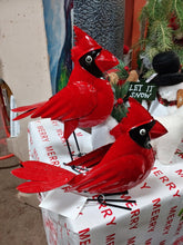 Load image into Gallery viewer, Metal red cardinal statue | standing or sitting cardinal figurine indoor outdoor garden art decor | cardinal lover's gift present