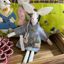 Load image into Gallery viewer, Fabric Small Bunny Rabbits with Felted Jackets Unique Seasonal Decor
