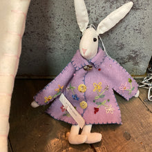 Load image into Gallery viewer, Fabric Small Bunny Rabbits with Felted Jackets Unique Seasonal Decor