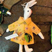 Load image into Gallery viewer, Fabric Small Bunny Rabbits with Felted Jackets Unique Seasonal Decor