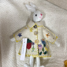 Load image into Gallery viewer, Small Bunny Bunnies Rabbits with Felted Jackets Unique Seasonal Decor