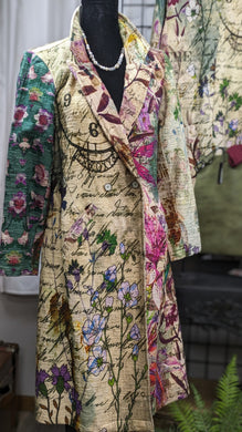 Steampunk Long Fall  Winter Coat - Orientique Coat Multi Print