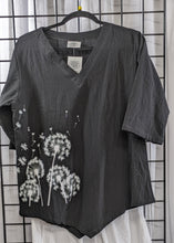Load image into Gallery viewer, Women&#39;s 100% Cotton Black top with Dandelion design