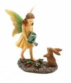 Miniature Gardening Girl Fairy with her woodland Bunny Friend, Fairy Garden DIY Miniature Dollhouse Accessory   MG398