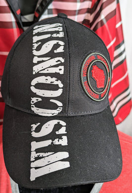 Wisconsin Badgers Original Black,White and Red baseball hat | robin ruth design | unisex | Jump Around