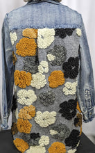 Load image into Gallery viewer, Trending Donna White Coats – Denim Shacket With Plush Floral Design