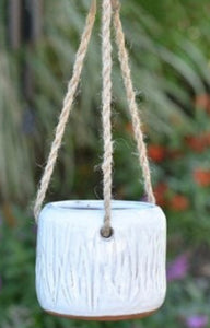 Boho Design Mini Hanging Ceramic Planter Pots for succulents 3" white