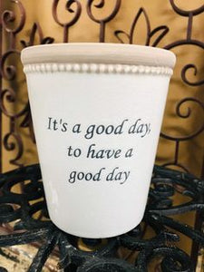 Good Day Crackle Glazed Ceramic Planter 6" Tall | No drainage