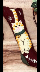 Felt stocking shaped christmas ornaments | cat and dog