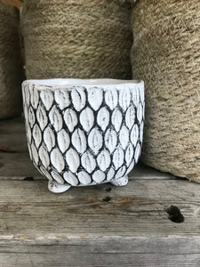 Small 4" Black and White Footed Planter Pot ideal for succulents and small houseplants