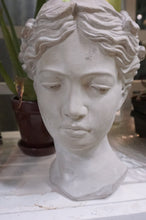Load image into Gallery viewer, Large 10” Tall Diana Classic Women Head Planter Garden Art Cement Concrete Statue