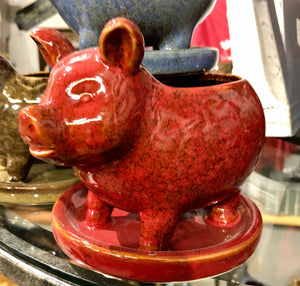 Adorable Pig planter with attached saucer Great for succulents Pig Lover’s Gift