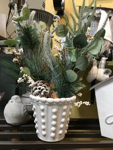 Vintage style Classic Hobnail Design Small White Ceramic Planter Pot Vase