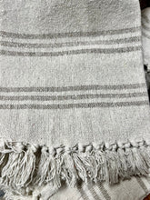 Load image into Gallery viewer, 60&quot; White with Gray Striped Cotton Throw Blanket