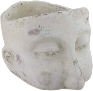 Cement Head Half Face Planter 5" Succulent Planter Pot Indoor Outdoor