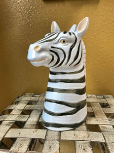 Zebra Head Figurine Safari Ceramic Indoor Succulent Planter Vase Pot Home Decor