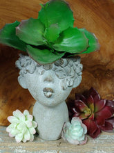 Load image into Gallery viewer, Small Girl Woman Kissing Head Planter Pot for succulents Cement