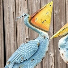 Load image into Gallery viewer, Metal pelican statue 26&quot; tall | coastal garden decor