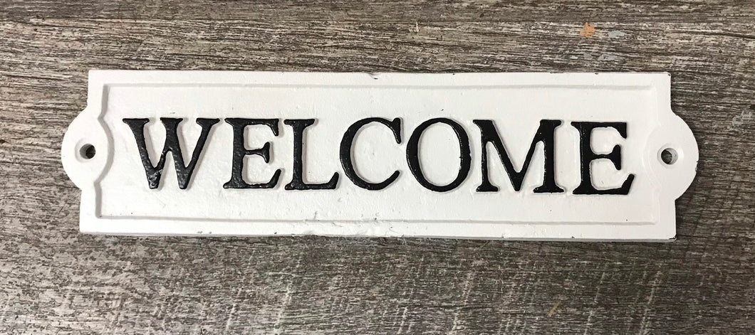 Cast iron WELCOME sign plaque vintage style raised lettering