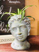 Load image into Gallery viewer, Greek boy man head planter pot 9&quot; tall concrete unique