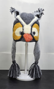 Gray Owl knit winter ski snowboard hat adult unisex unique gift Owl Lover's Gift