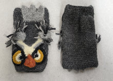 Load image into Gallery viewer, Gray Owl knit winter ski snowboard hat adult unisex unique gift Owl Lover&#39;s Gift